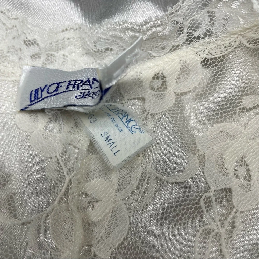 🔥VINTAGE LILY OF FRANCE 60s 70s 80s Lace Nightgown Robe Chemise Set Cream - Picture 11 of 16